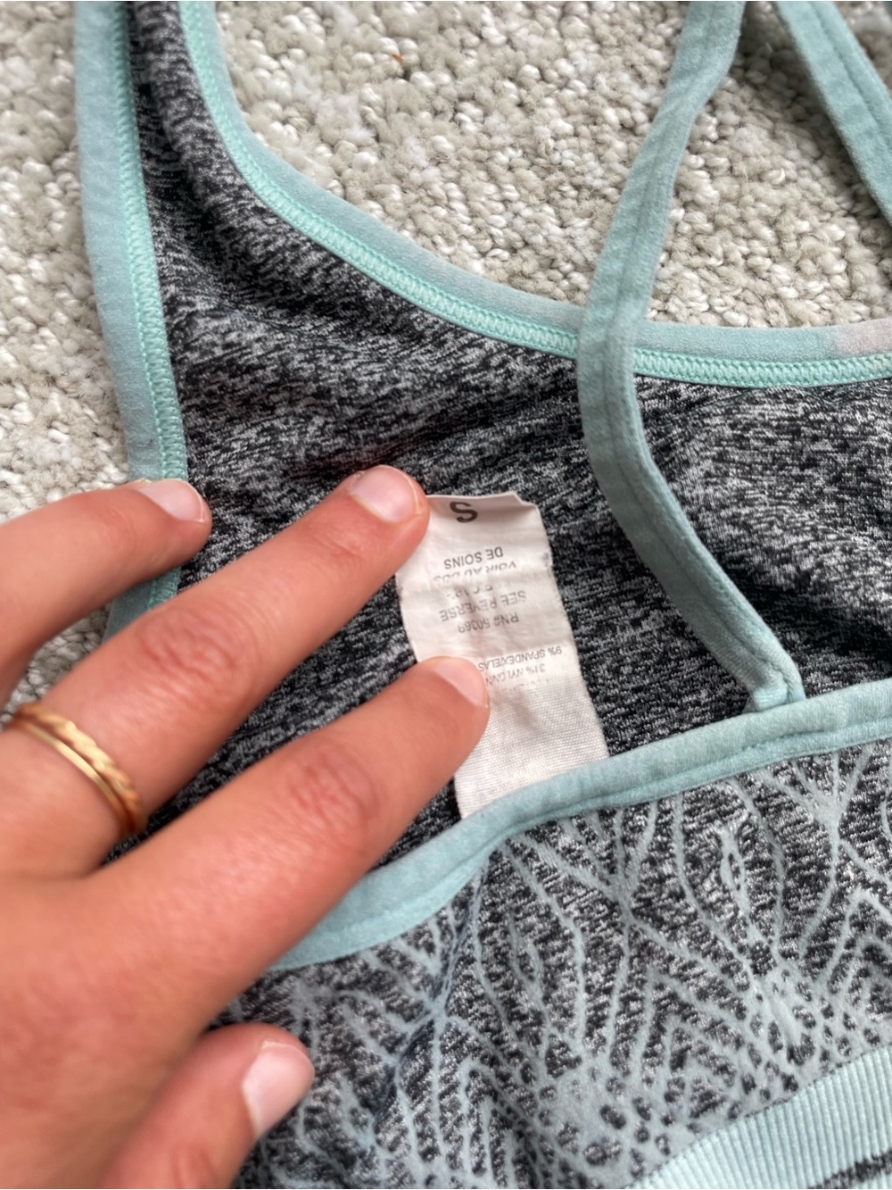 Jockey Grey & Mint Patterned Sports Bra - Picture 3 of 3